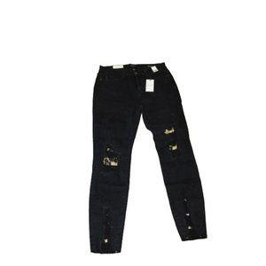 Judy Blue Size 13/31 Skinny Fit Mid Rise Black Denim STRETCH Distress Jeans NWT